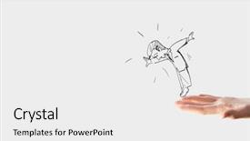  Presentation with human fossils - Slides with caricature of falling businessman caught background and a white colored foreground