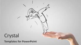 Presentation with human resource management images - PPT theme consisting of caricature of falling businessman caught background and a light gray colored foreground