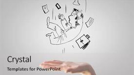  Presentation with human relation - Slides consisting of caricature of falling businessman caught background and a light gray colored foreground