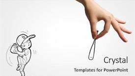  Presentation with baseball player - Slide set having caricature of running baseball background and a white colored foreground