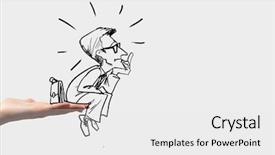  Presentation with palm - Theme having caricature of thoughtful businessman sitting background and a white colored foreground