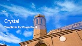  Presentation with church - Beautiful slide set featuring carinena-zaragoza-church-nuestra-senora backdrop and a teal colored foreground