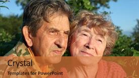  Presentation with elderly - Audience pleasing PPT theme consisting of caring aging parent - beautiful elderly happy couple backdrop and a red colored foreground