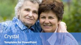  Presentation with daughter - Slide deck having caring aging parent - elderly woman with her daughter background and a  colored foreground