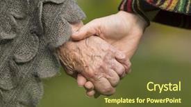  Presentation with caring hands - Slide deck enhanced with caring aging parent - holding hands together - old background and a tawny brown colored foreground
