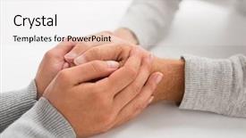  Presentation with holding hands old young - Slide deck enhanced with caring aging parent - old age family care background and a sky blue colored foreground