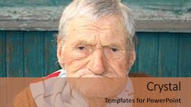  Presentation with old man - Presentation theme with caring aging parent - portrait of a very old background and a coral colored foreground