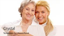  Presentation with aging - PPT layouts consisting of caring aging parent - portrait of daughter embracing her background and a lemonade colored foreground