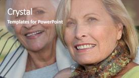  Presentation with elderly ladies beauty shop - Slides having caring aging parent - two elderly ladies sat background and a coral colored foreground