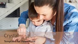  Presentation with nails - Theme featuring caring-and-careful-mother-cutting background and a coral colored foreground