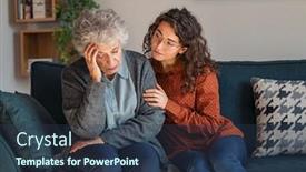  Presentation with woman sad - Slide deck enhanced with caring-daughter-comforting-frustrated-unhappy background and a tawny brown colored foreground