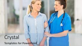  Presentation with caring - Amazing slides having caring female medical doctor talking backdrop and a light blue colored foreground