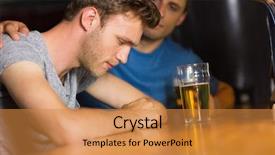  Presentation with caring - Beautiful presentation design featuring caring friend comforting upset man backdrop and a  colored foreground