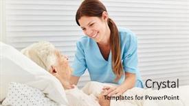  Presentation with senior citizen - Amazing PPT theme having caring geriatric nurse cares backdrop and a lemonade colored foreground