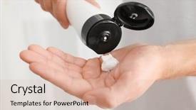  Presentation with cream - Slides consisting of caring hands - man applying hand cream closeup background and a lemonade colored foreground