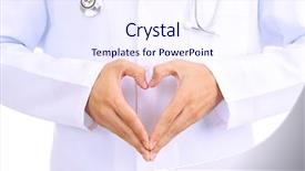  Presentation with caring hands - Audience pleasing slide deck consisting of caring hands - medical doctor isolated on white backdrop and a  colored foreground