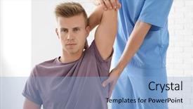  Presentation with caring hands - Presentation design with caring hands - physiotherapist working with young male background and a light blue colored foreground
