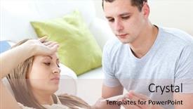  Presentation with caring - PPT theme with caring man check the temperature background and a coral colored foreground