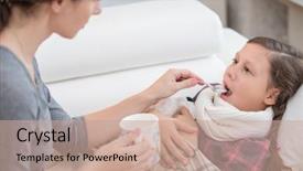  Presentation with caring - Presentation theme consisting of caring mother cures a young background and a coral colored foreground