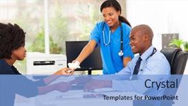  Presentation with handover - PPT layouts featuring caring nurse handover tissue background and a light blue colored foreground