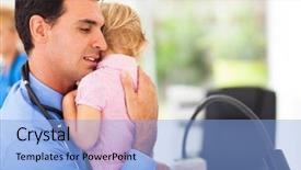  Presentation with baby sick - Amazing presentation theme having caring pediatrician hugging a sick backdrop and a light blue colored foreground