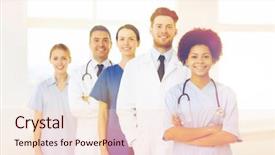  Presentation with medicine - Colorful slide deck enhanced with caring professional - hospital profession people and medicine backdrop and a  colored foreground