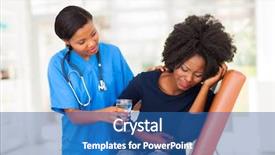  Presentation with african american patient - Theme featuring caring young african american nurse background and a ocean colored foreground