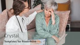  Presentation with empathy - PPT layouts featuring caring-young-woman-doctor-comforting background and a light gray colored foreground