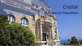  Presentation with opera - Amazing slide deck having carlo casino and opera house backdrop and a teal colored foreground