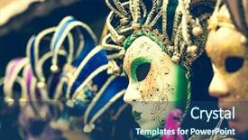  Presentation with carnival - Presentation theme featuring carnaval - amazing carnival masks for traditional background and a ocean colored foreground