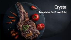  Presentation with bone marrow stem cells - Amazing PPT theme having carne - close-up of grilled beef steak backdrop and a dark gray colored foreground