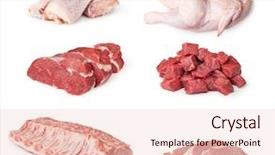  Presentation with meat beef - Audience pleasing slide set consisting of carne - pieces of raw chicken beef backdrop and a lemonade colored foreground