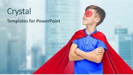  Presentation with hero mask - Beautiful slide deck featuring carnival childhood power and people backdrop and a  colored foreground