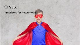  Presentation with hero mask - Colorful presentation theme enhanced with carnival childhood power and people backdrop and a  colored foreground