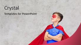  Presentation with super power - Amazing presentation design having carnival childhood power and people backdrop and a light gray colored foreground