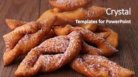  Presentation with deep - Presentation theme having carnival food - deep-fried pastry on wooden background background and a tawny brown colored foreground