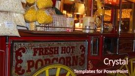  Presentation with corn - Slides enhanced with carnival food - popcorn and kettle corn cart background and a wine colored foreground