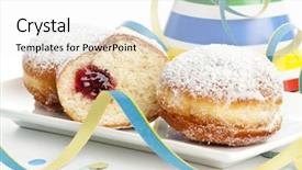  Presentation with donuts - PPT theme enhanced with carnival food - two and a half bismarck background and a white colored foreground