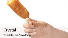 Presentation with dog food - Presentation theme enhanced with carnival food - woman holding tasty corn dog background and a lemonade colored foreground