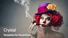  Presentation with pipe - Amazing presentation design having carnival fun - portrait of a beautiful clown backdrop and a gray colored foreground