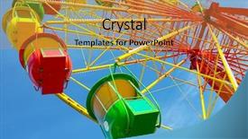 Presentation with ferris wheel - PPT theme having carnival game - colorful ferris wheel and blue background and a gold colored foreground