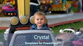  Presentation with fire truck police - Presentation theme having carnival game - cute toddler boy riding background and a ocean colored foreground