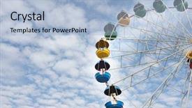  Presentation with ferris wheel - Presentation theme consisting of carnival game - ferris wheel on sky background background and a light blue colored foreground