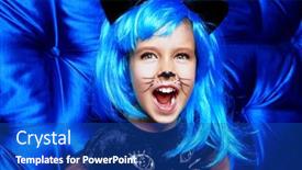  Presentation with cat party - Presentation theme with carnival-kitty-costume-cute-cheerful background and a ocean colored foreground