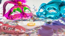  Presentation with contraceptive - Amazing PPT theme having carnival love protection theme - condom backdrop and a coral colored foreground