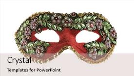  Presentation with carnival - Presentation theme having carnival mask isolated on white background and a mint green colored foreground