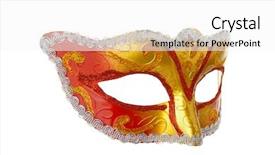  Presentation with carnival - Slide deck having carnival mask isolated on white background and a white colored foreground