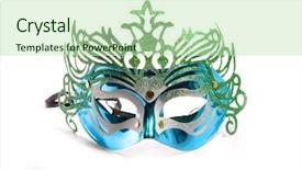  Presentation with carnival - Theme with carnival mask on a white background and a mint green colored foreground