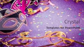 Presentation with festive - Amazing presentation having carnival-mask-streamers-and-confetti backdrop and a light blue colored foreground