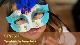  Presentation with carnival - Audience pleasing PPT theme consisting of carnival masks - cute little girl portrait backdrop and a tawny brown colored foreground